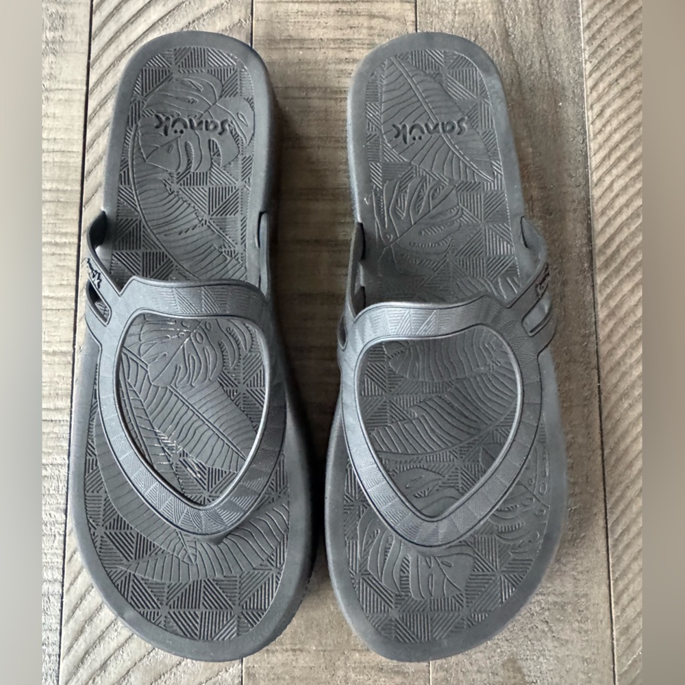 Sanuk Sunshine Black Flip Flop Sandals Women's Size 9 - Picture 6 of 12